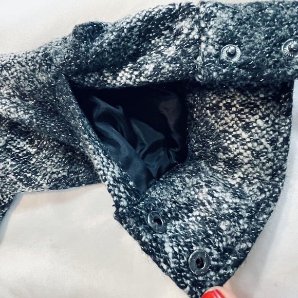 Karl Lagerfeld For Macys Impulse Black Wool Silver Spark Extra Small Moto Jacket - Picture 9 of 14